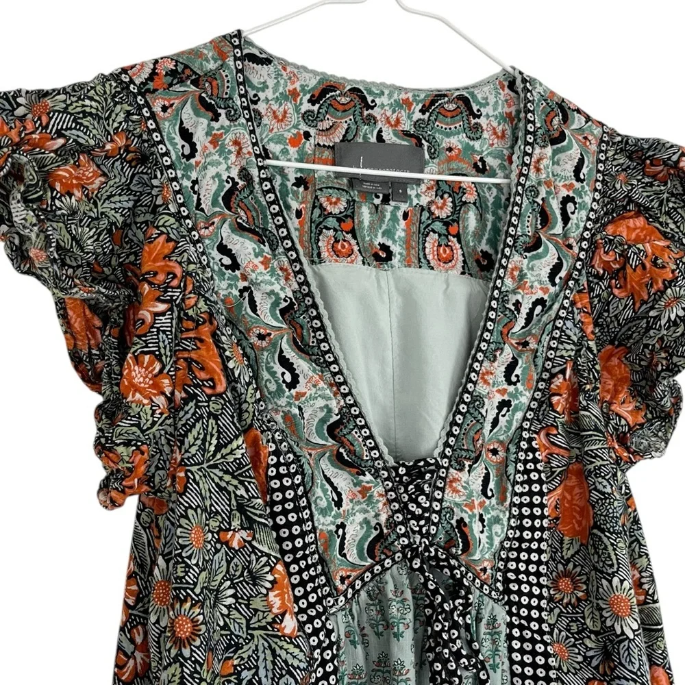 By Anthropologie Astrid Tunic Dress Flutter Sleeve Boho Floral Peasant Style SM - Picture 4 of 12